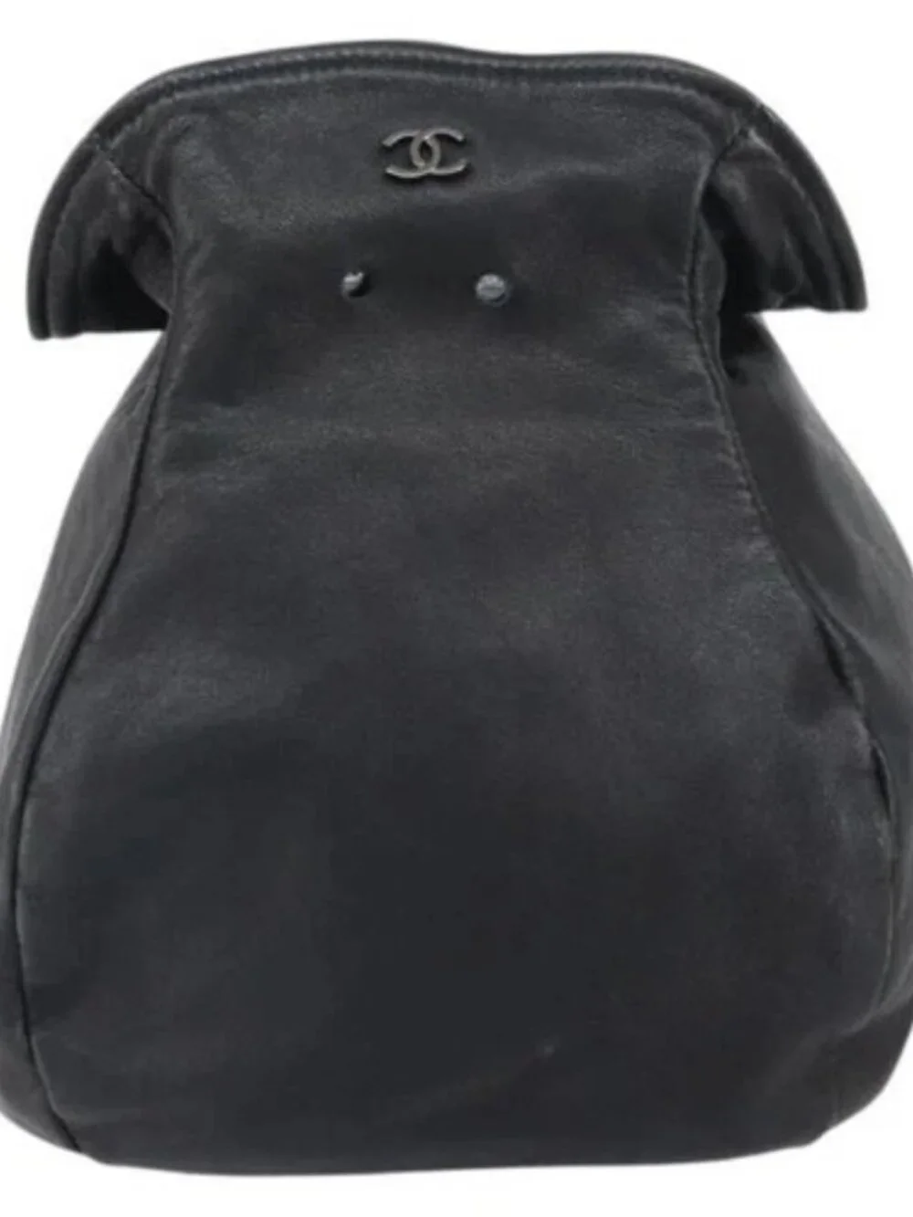 CHANEL Purse Pouch Lamb Skin Black CC Auth 164798